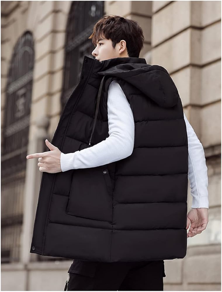 Amazon | [BSCOOL] メンズ ロングベスト ゆったり ダウンベスト フード